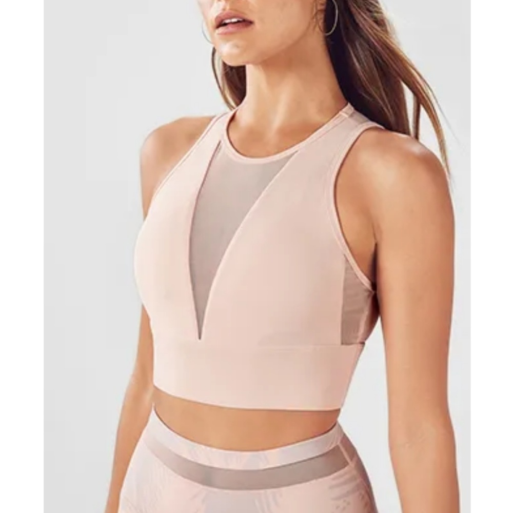 Fabletics Clare Midi Sports Bra Pink